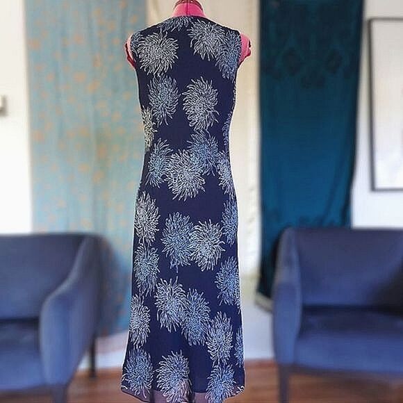 Vtg Y2K Planet sheer navy sleeveless summer maxi dress - Picture 2 of 16